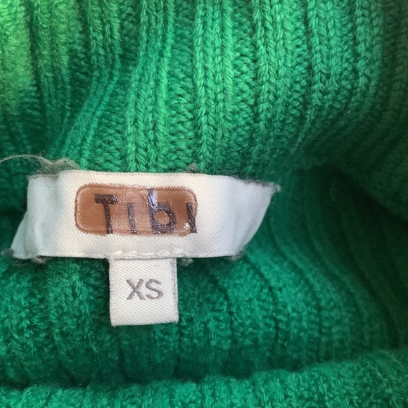 TIBI Sweater Green Wool Rib Cropped Pullover Mock Turtleneck XS - Picture 15 of 15